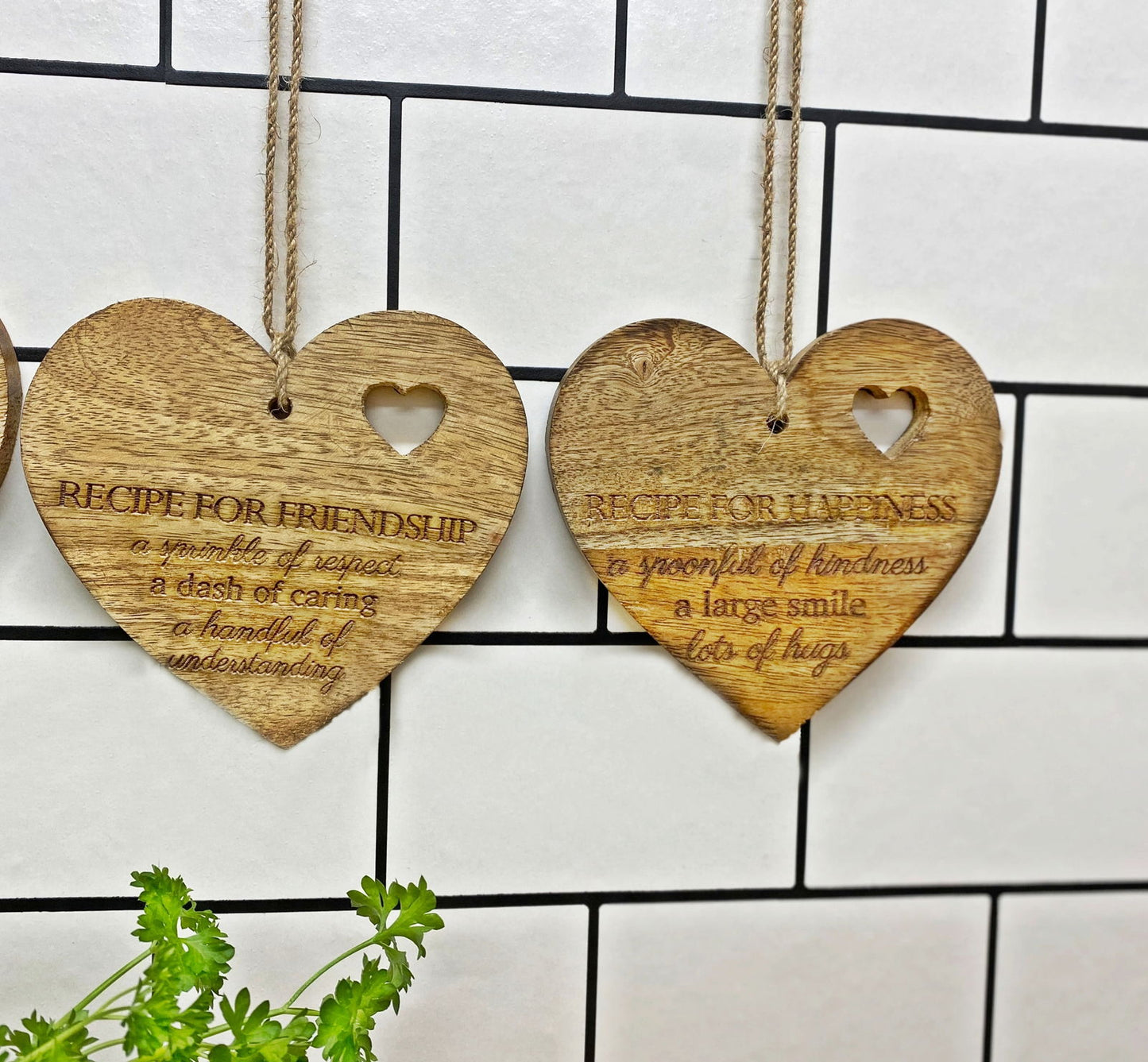 4 Black Etched Wood Heart Plaques Life Recipe Hanging Decor