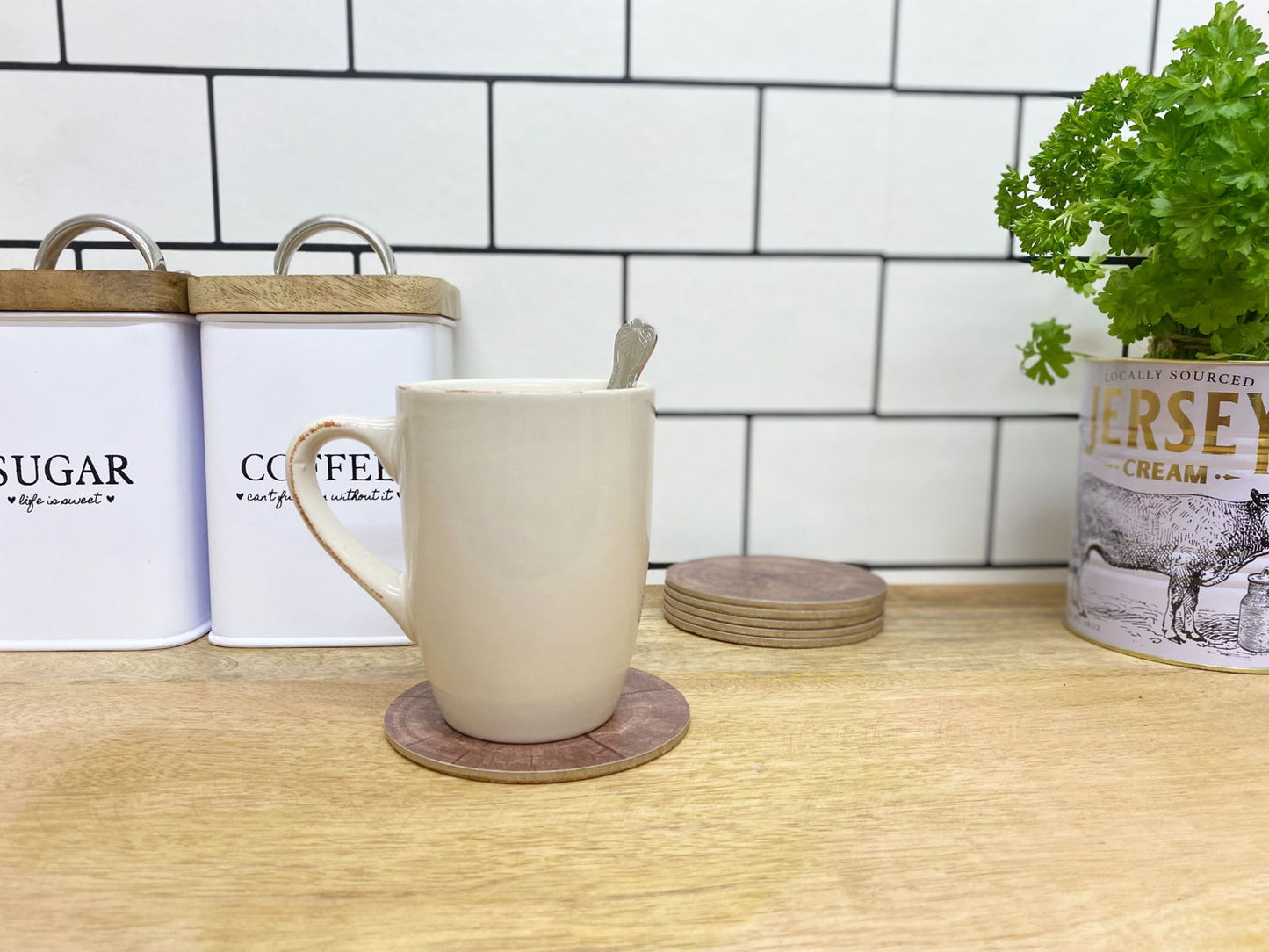 Set of Six Bark Design Coasters Rustic Home Decor Unique Gift Idea