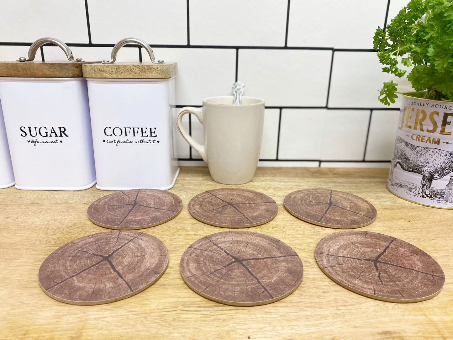 Set of Six Bark Design Coasters Rustic Home Decor Unique Gift Idea