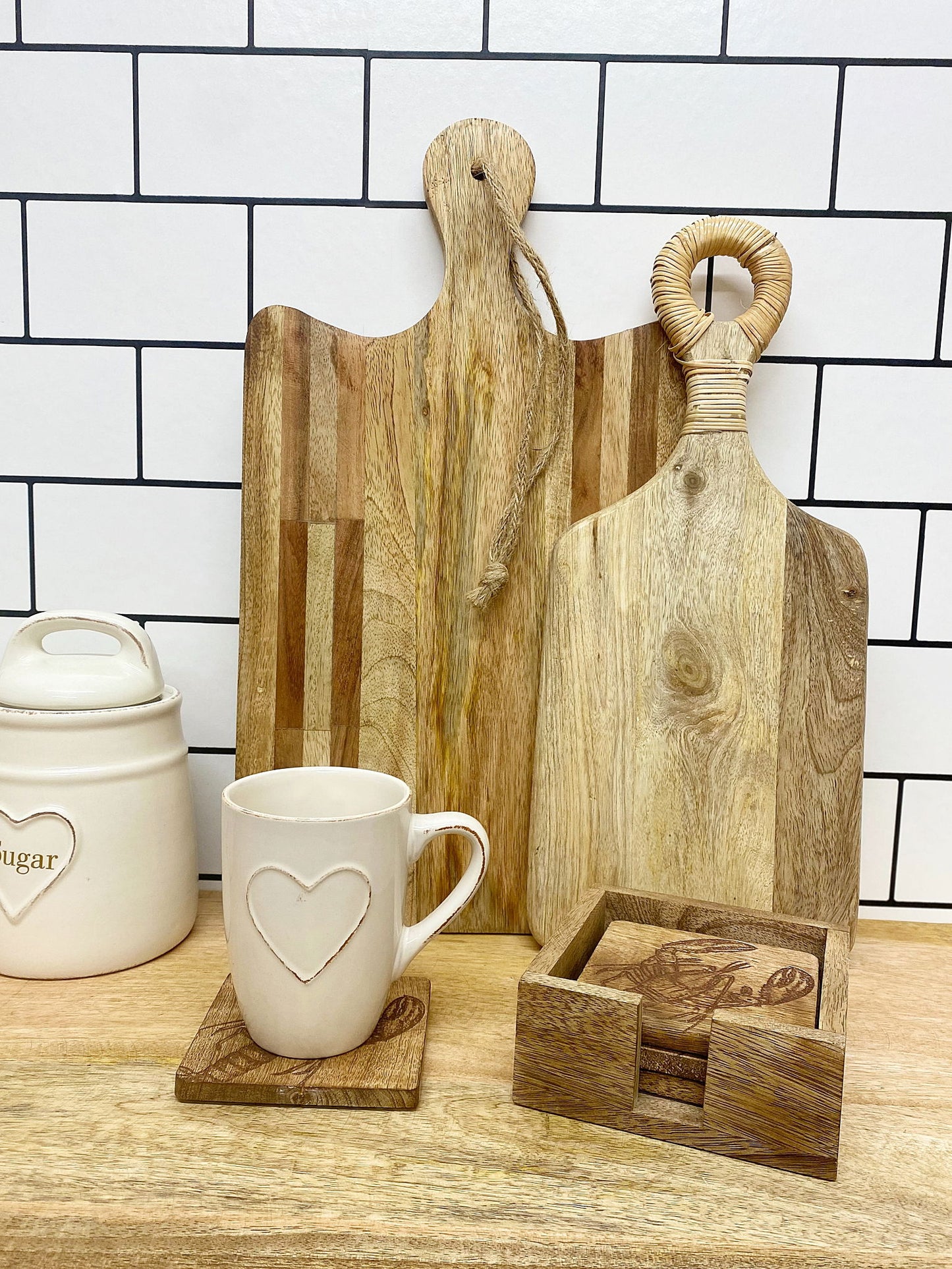 Set of 4 Wooden Engraved Lobster Coasters - Unique Nautical Home Decor