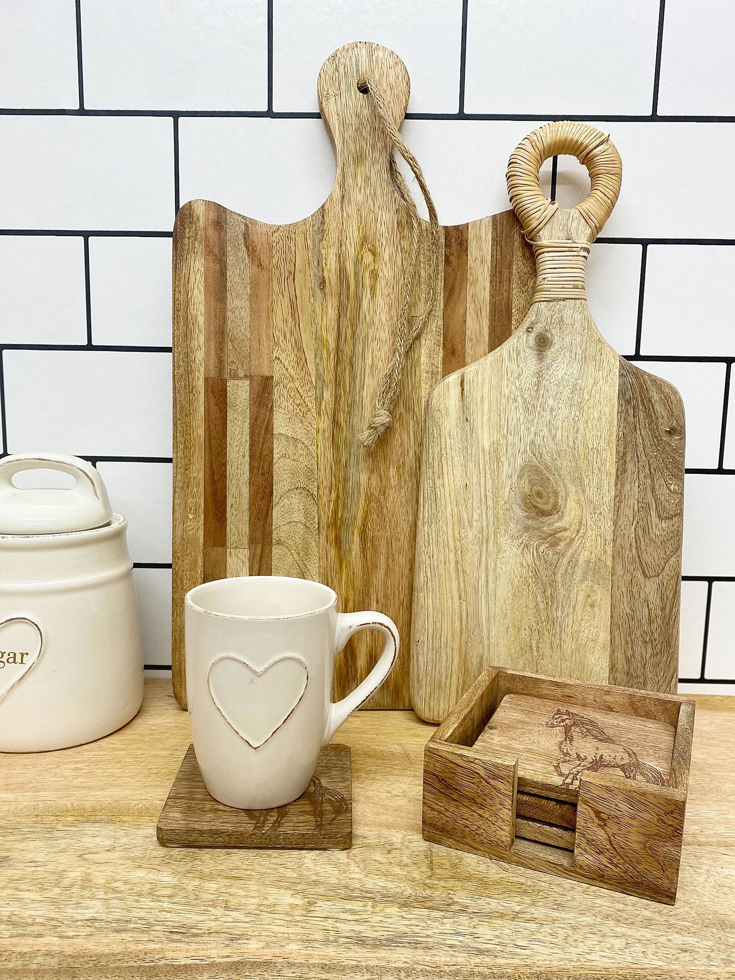 Set of 4 Wooden Engraved Horse Coasters - Unique Home Decor Gift Idea