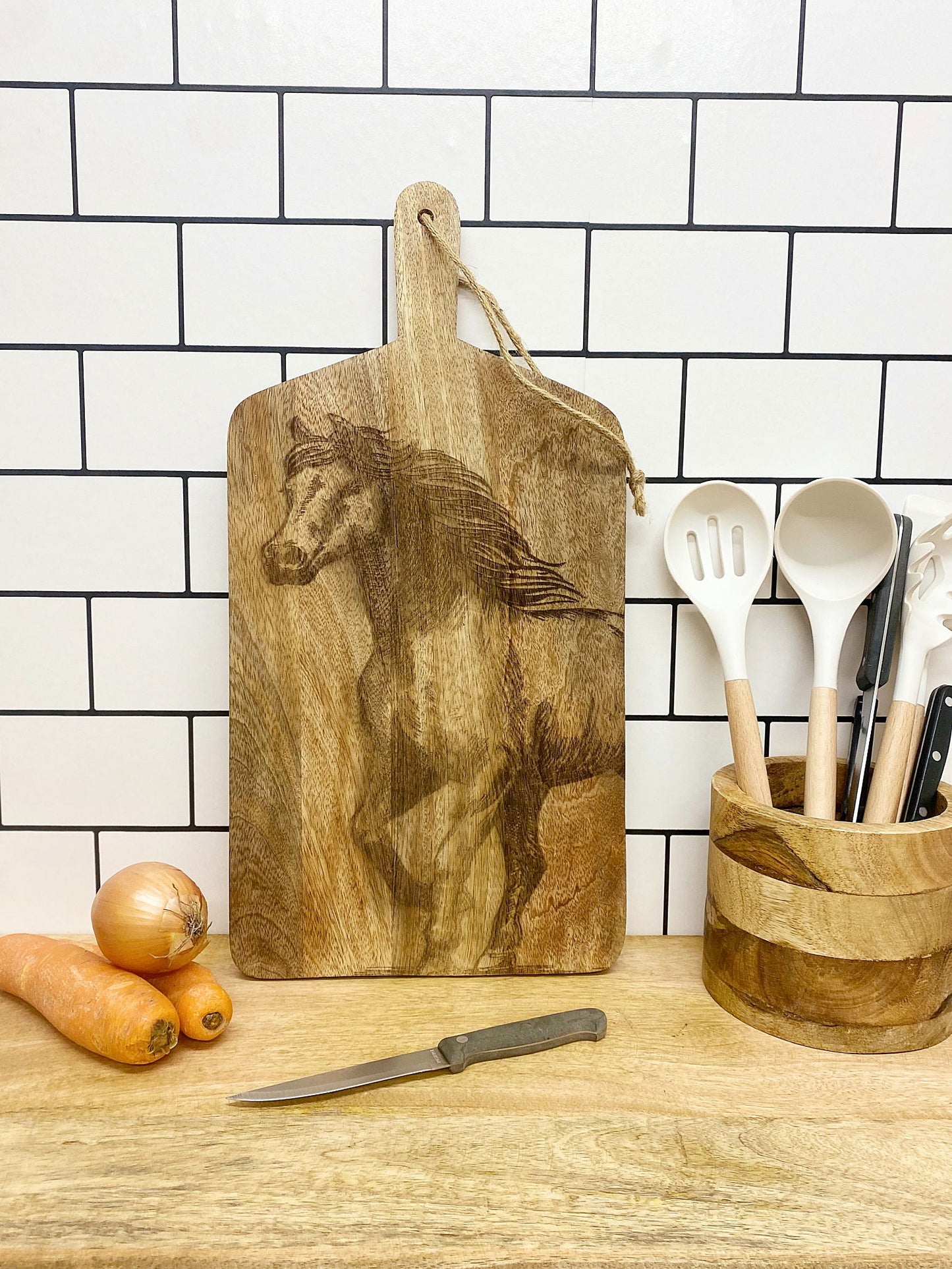 Personalized Engraved Horse Chopping Board Custom Kitchen Gift for Horse Lovers