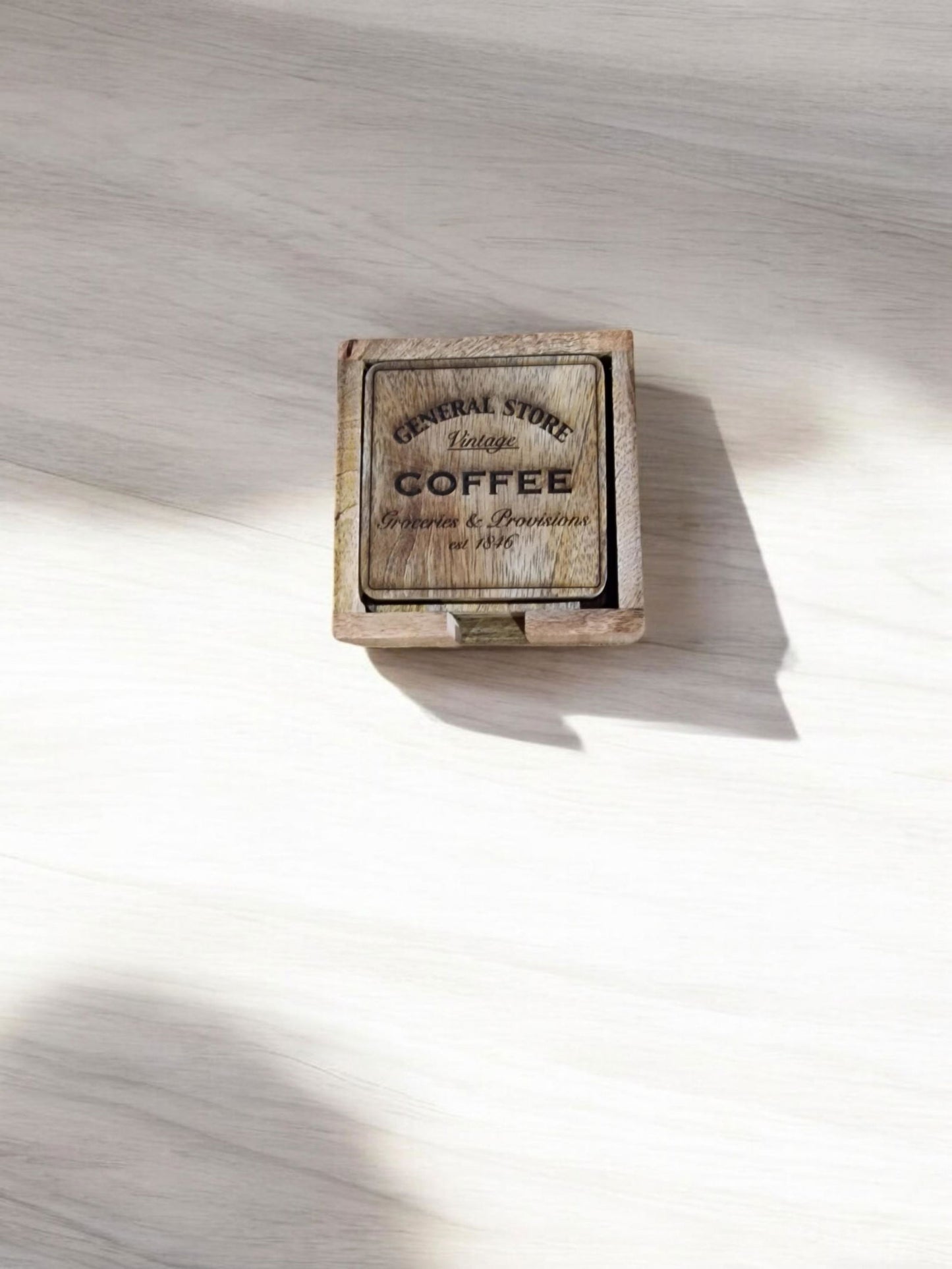 Set of 4 Coffee Coasters - General Store Theme for Home & Office Decor