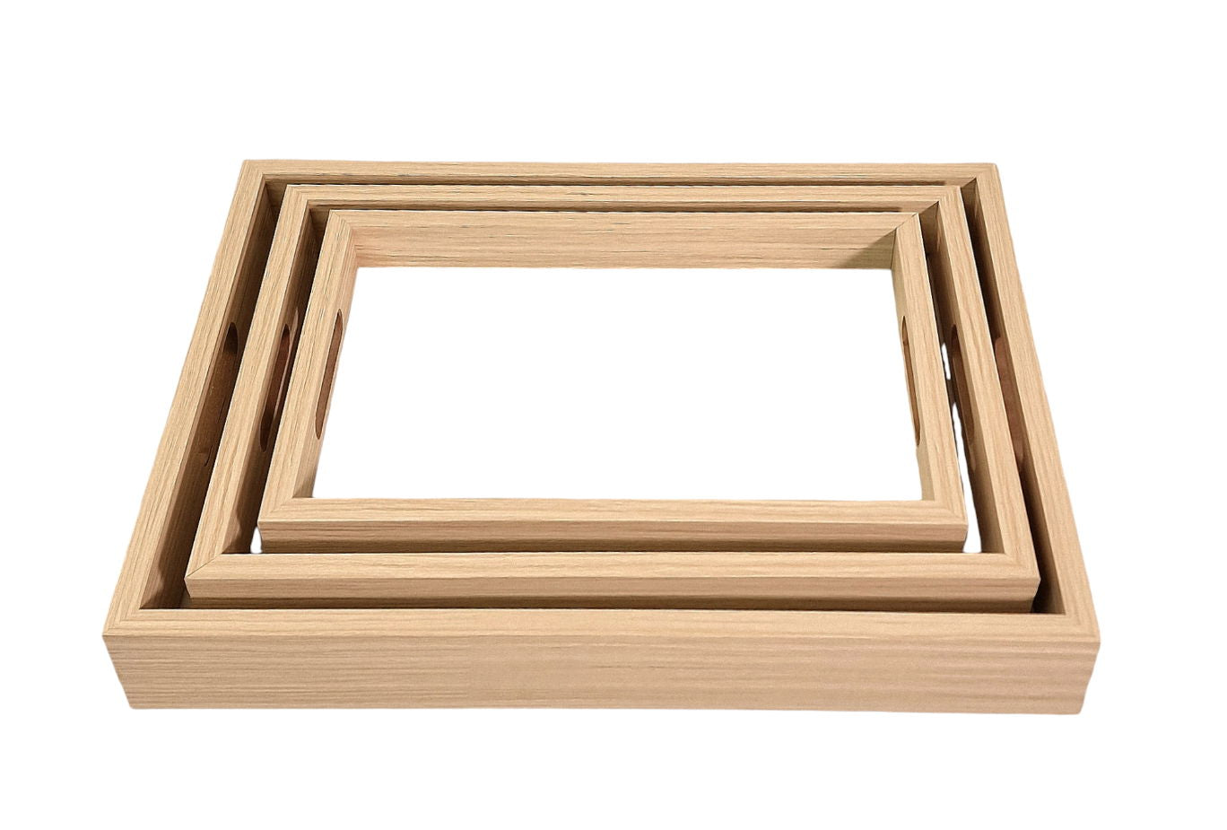 Cream Linen Style Glass Serving Trays Set of 3 Elegant Design for Home Decor