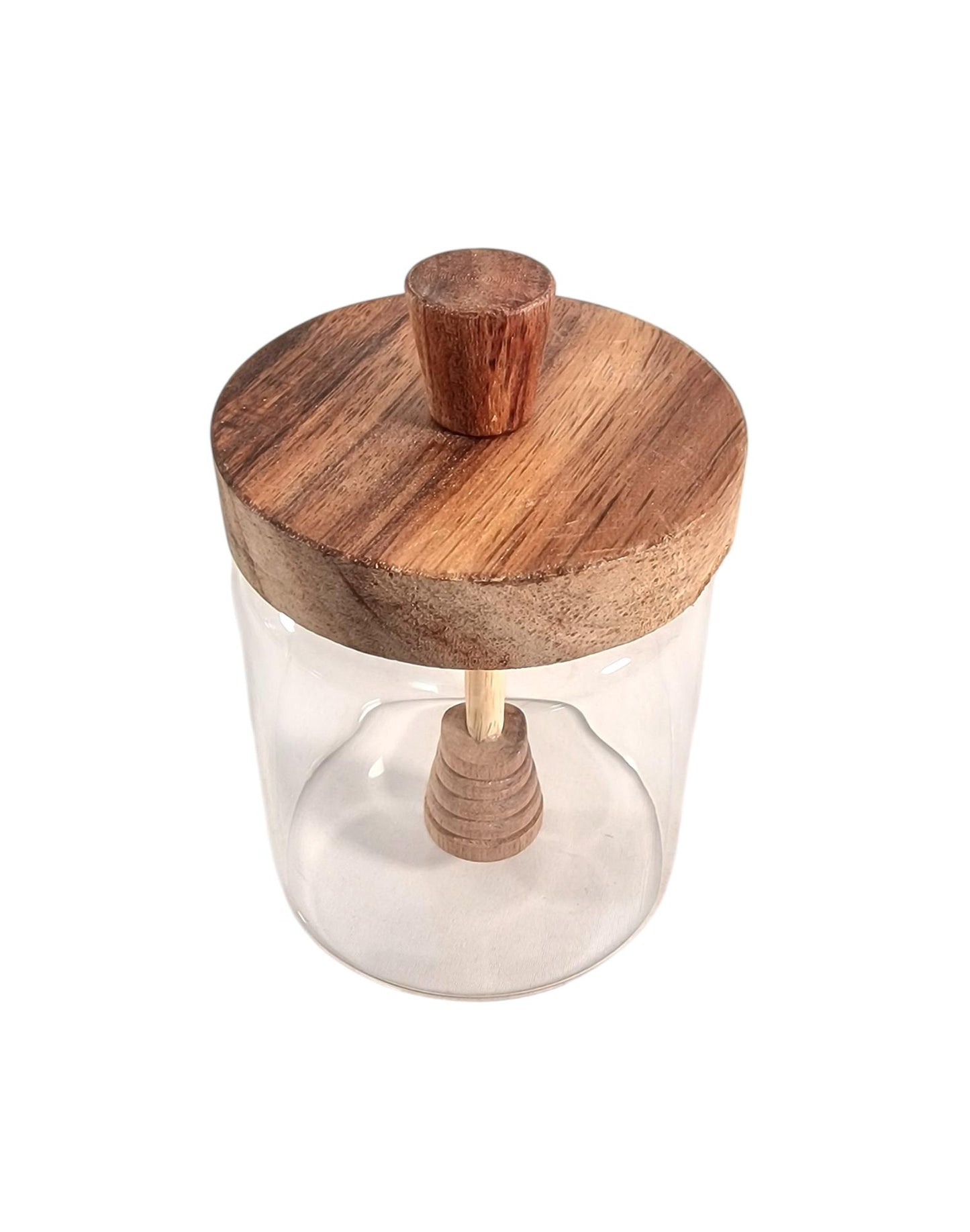 Glass Honey Storage Jar with Stirrer for Kitchen Organization