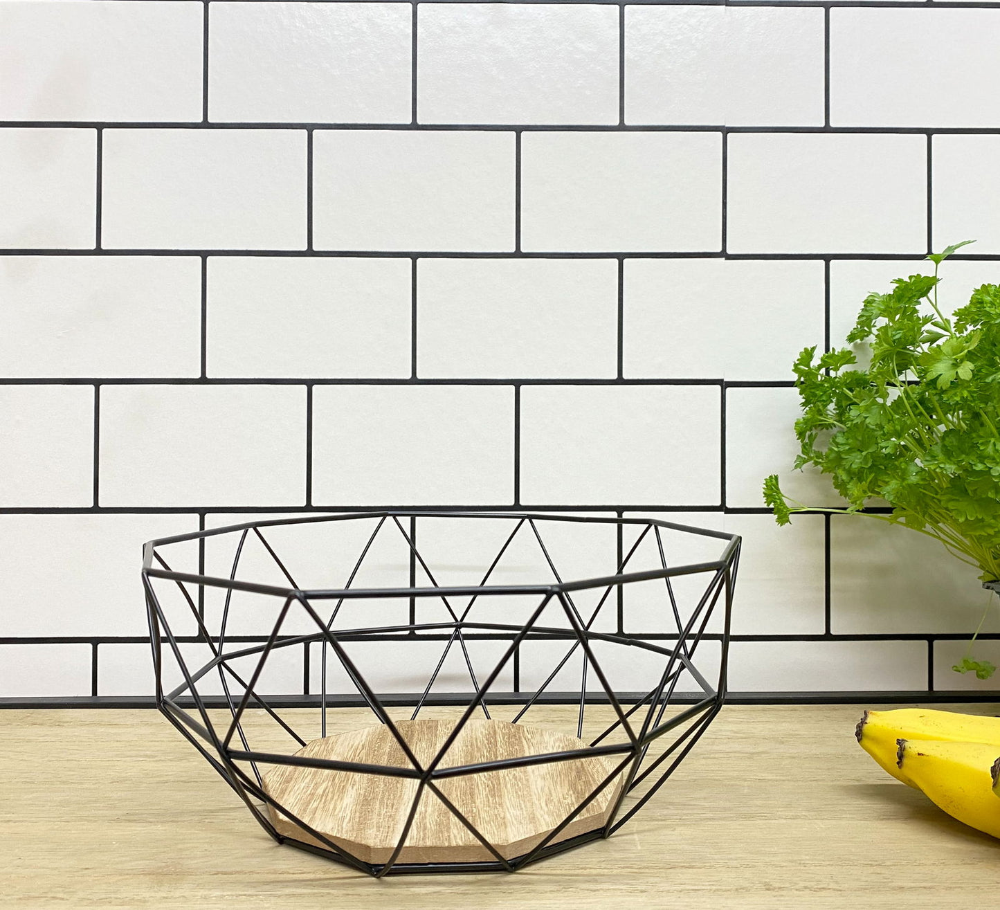 Geometric Black Wire Bowl 26cm Decorative Home Accent Modern Design