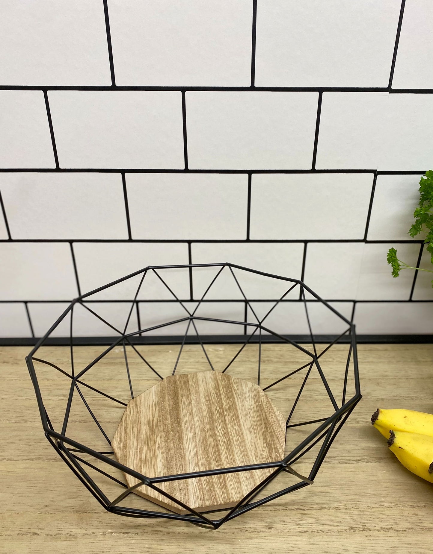 Geometric Black Wire Bowl 26cm Decorative Home Accent Modern Design