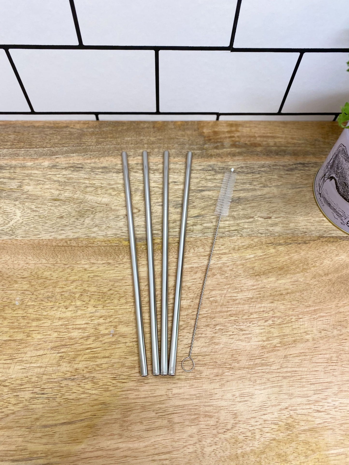 Reusable Stainless Steel Straws Set of 4 with Cleaning Brush