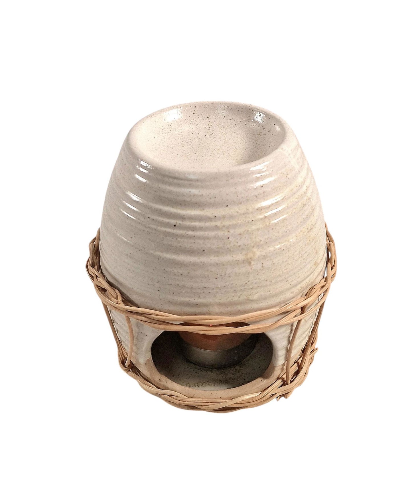 Rattan Design Ceramic Oil Burner Aromatherapy Essential Oil Diffuser