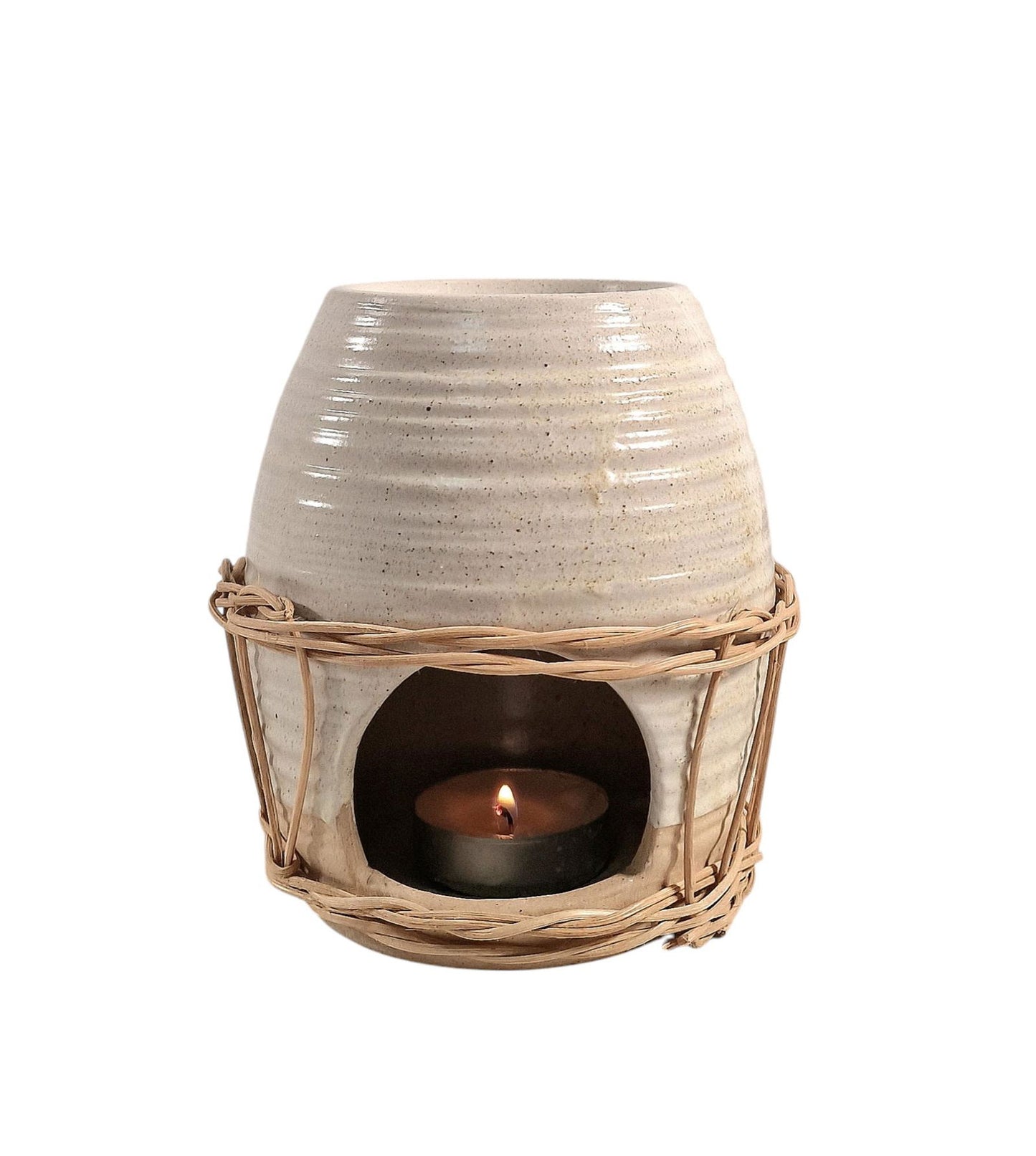 Rattan Design Ceramic Oil Burner Aromatherapy Essential Oil Diffuser