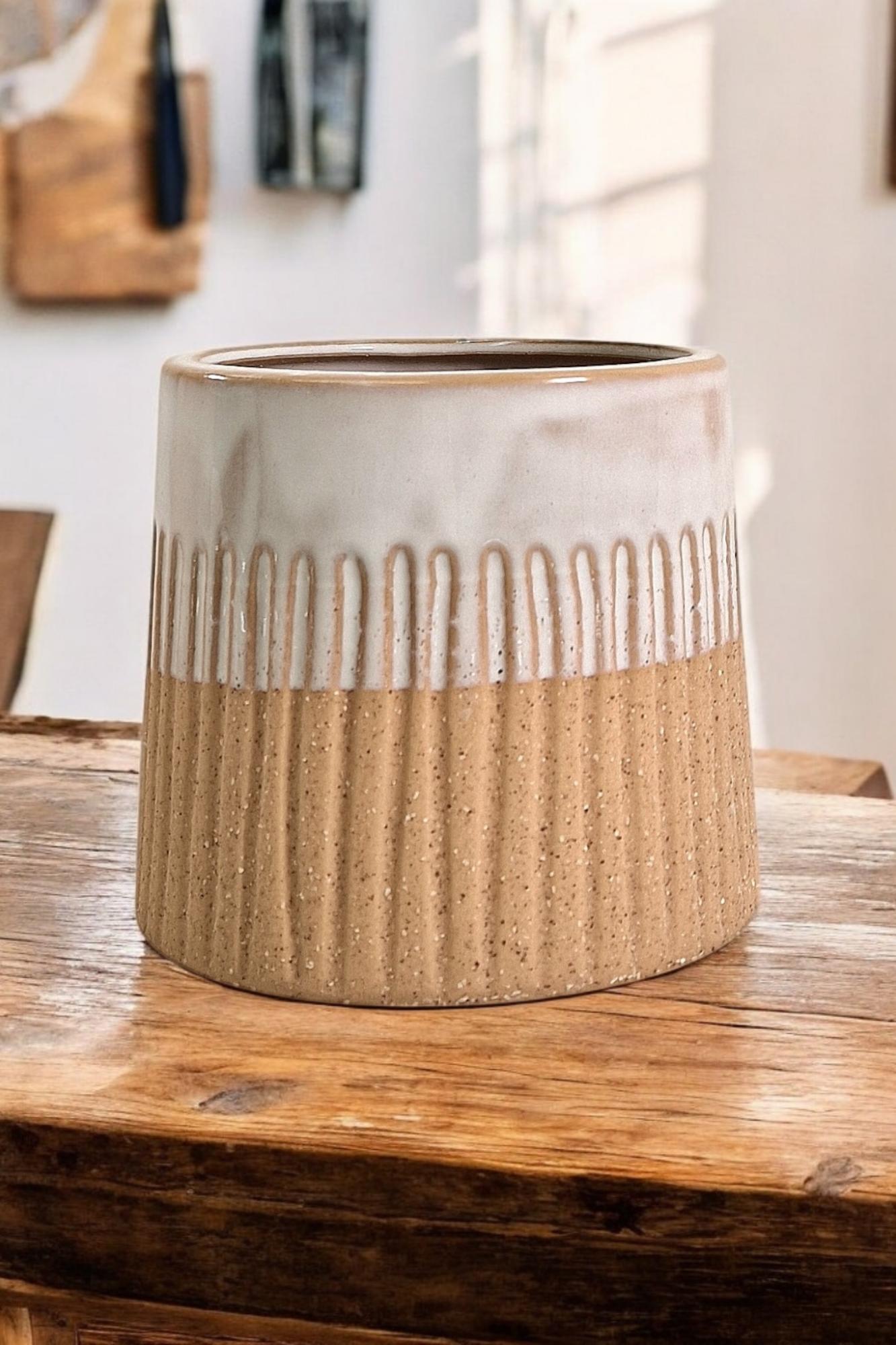 Glazed White Planter Modern Home Decor Indoor Outdoor Pot Stylish Flower Pot