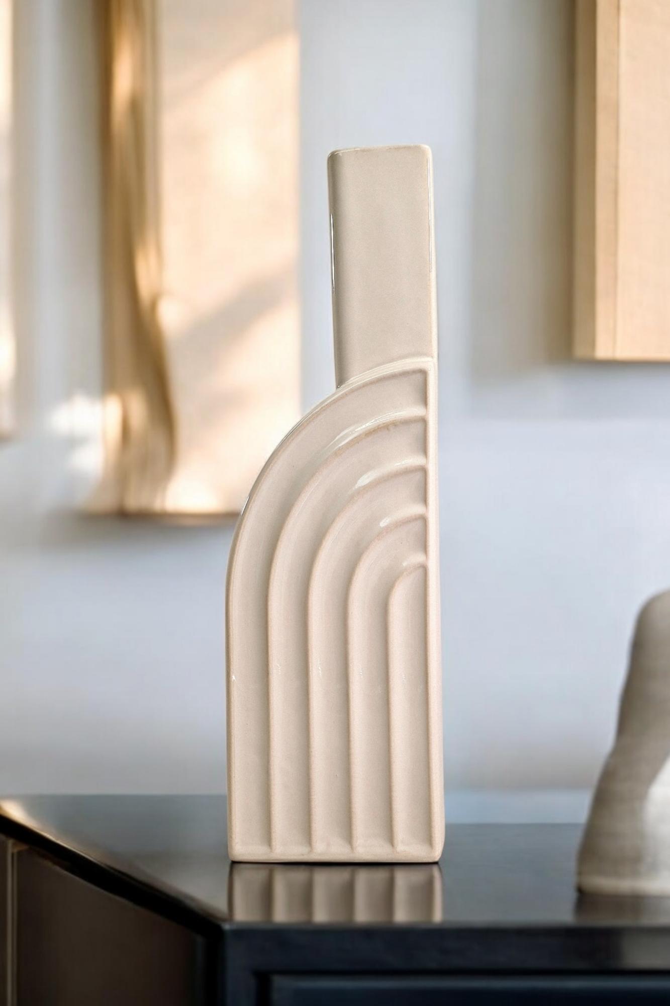 White Half Arch Vase Elegant Home Decor Modern Design Perfect for Flower