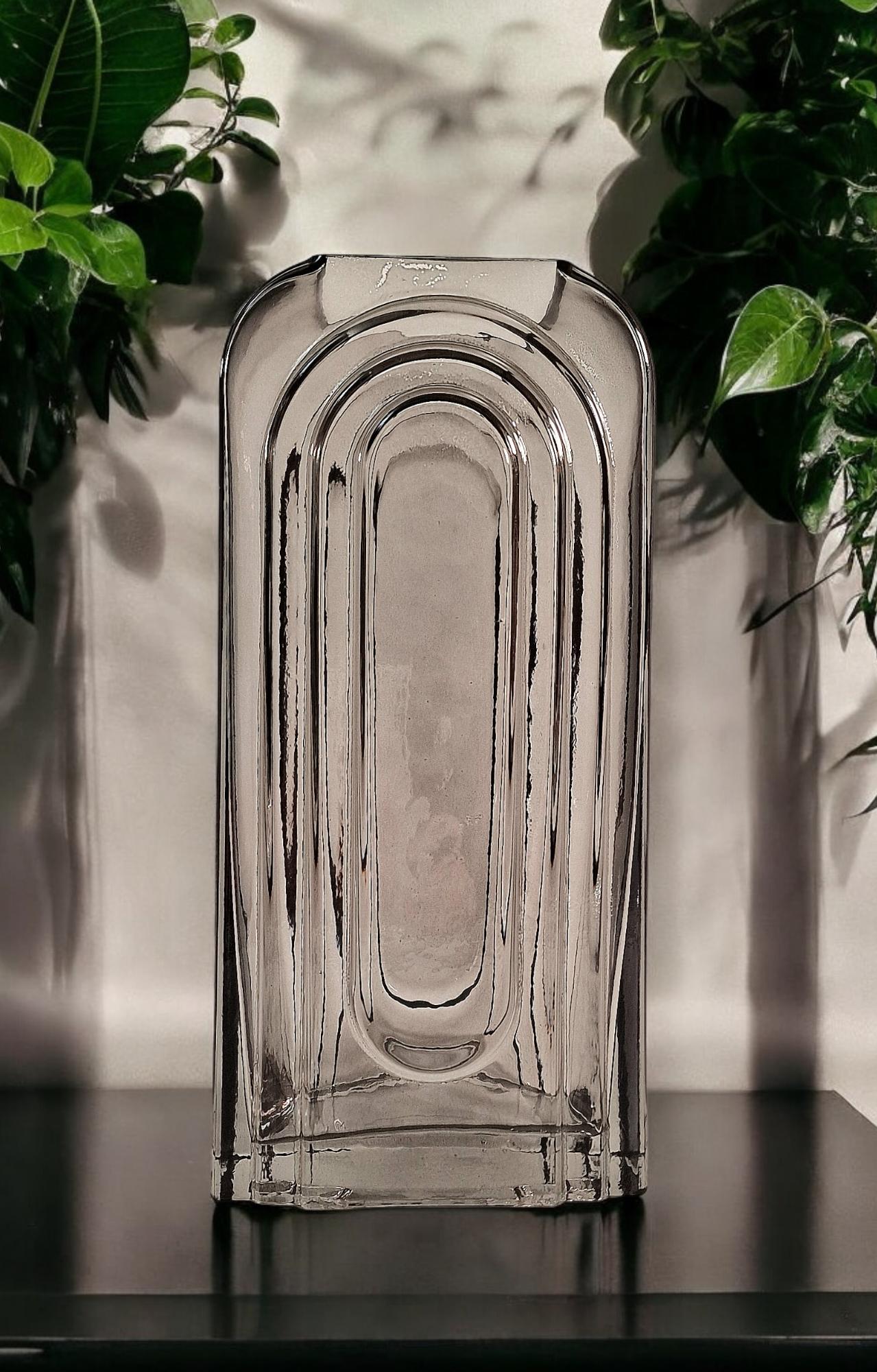 Smoked Glass Arch Vase Elegant Home Decor Modern Centerpiece Stylish Gift