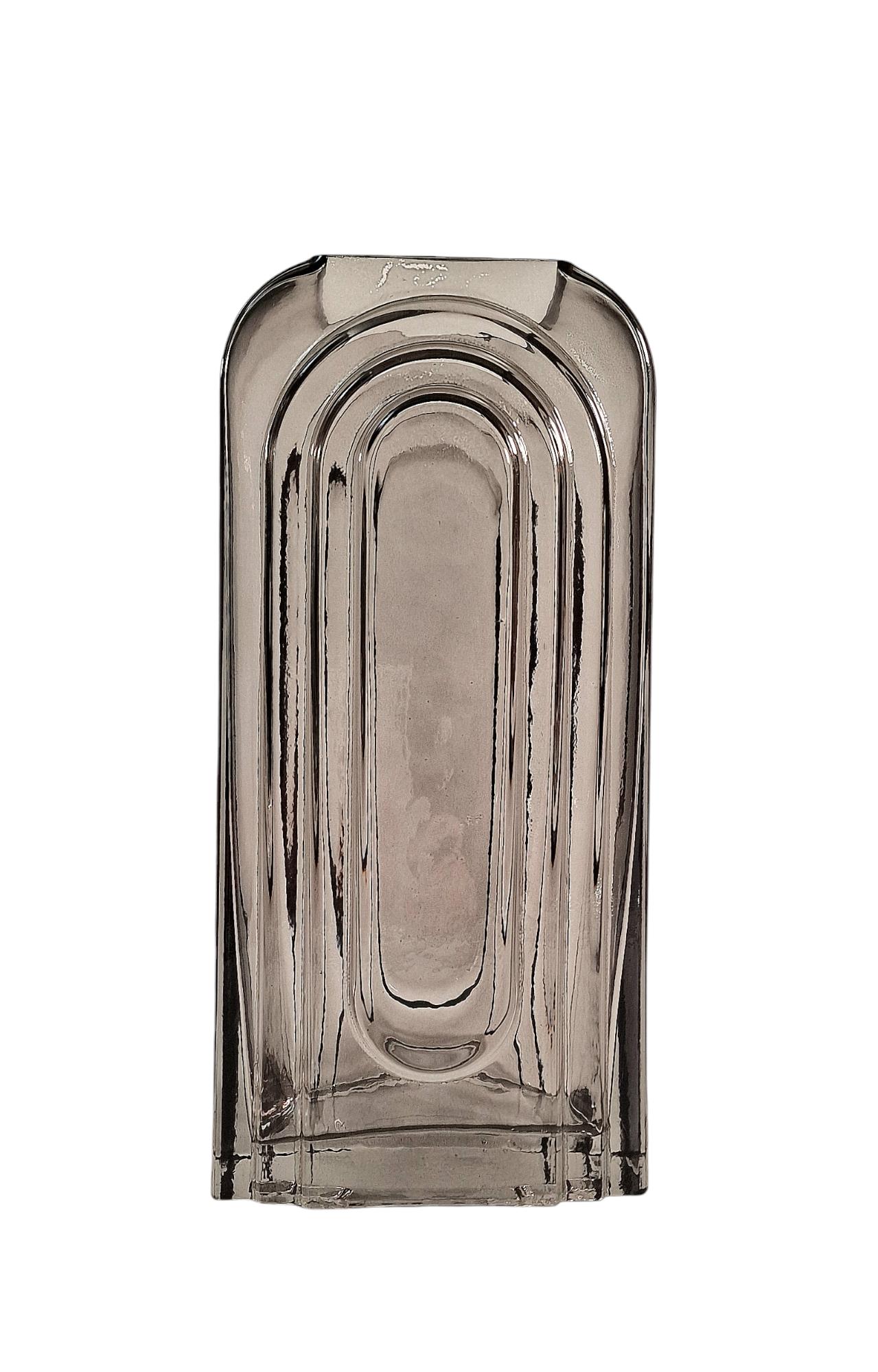 Smoked Glass Arch Vase Elegant Home Decor Modern Centerpiece Stylish Gift