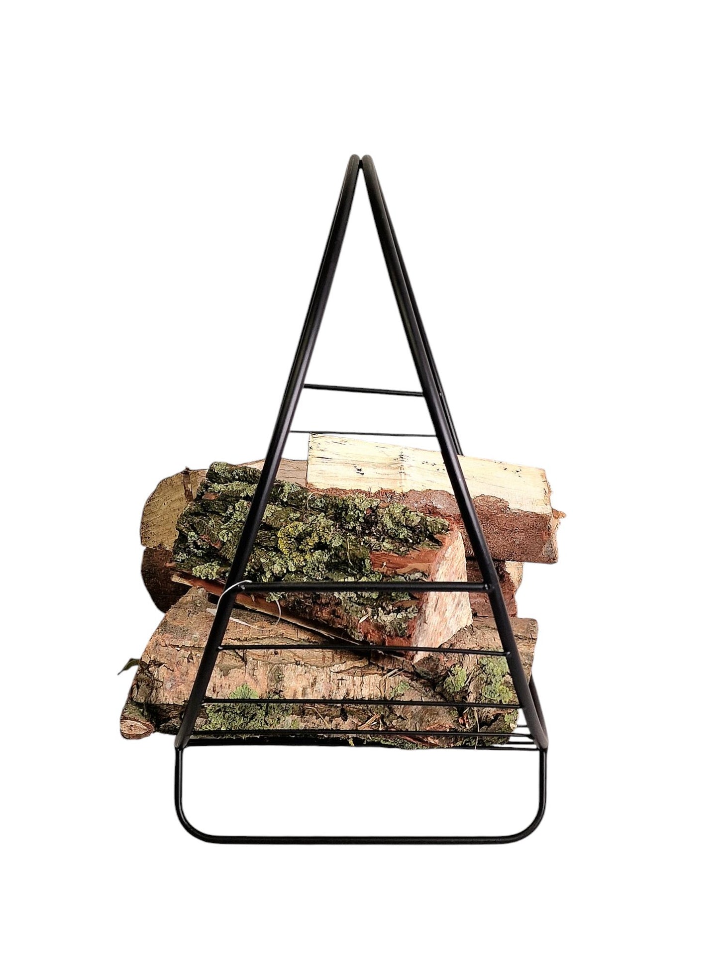 Black Fireside Metal Log Holder 47cm Firewood Storage Rack Durable Fireplace