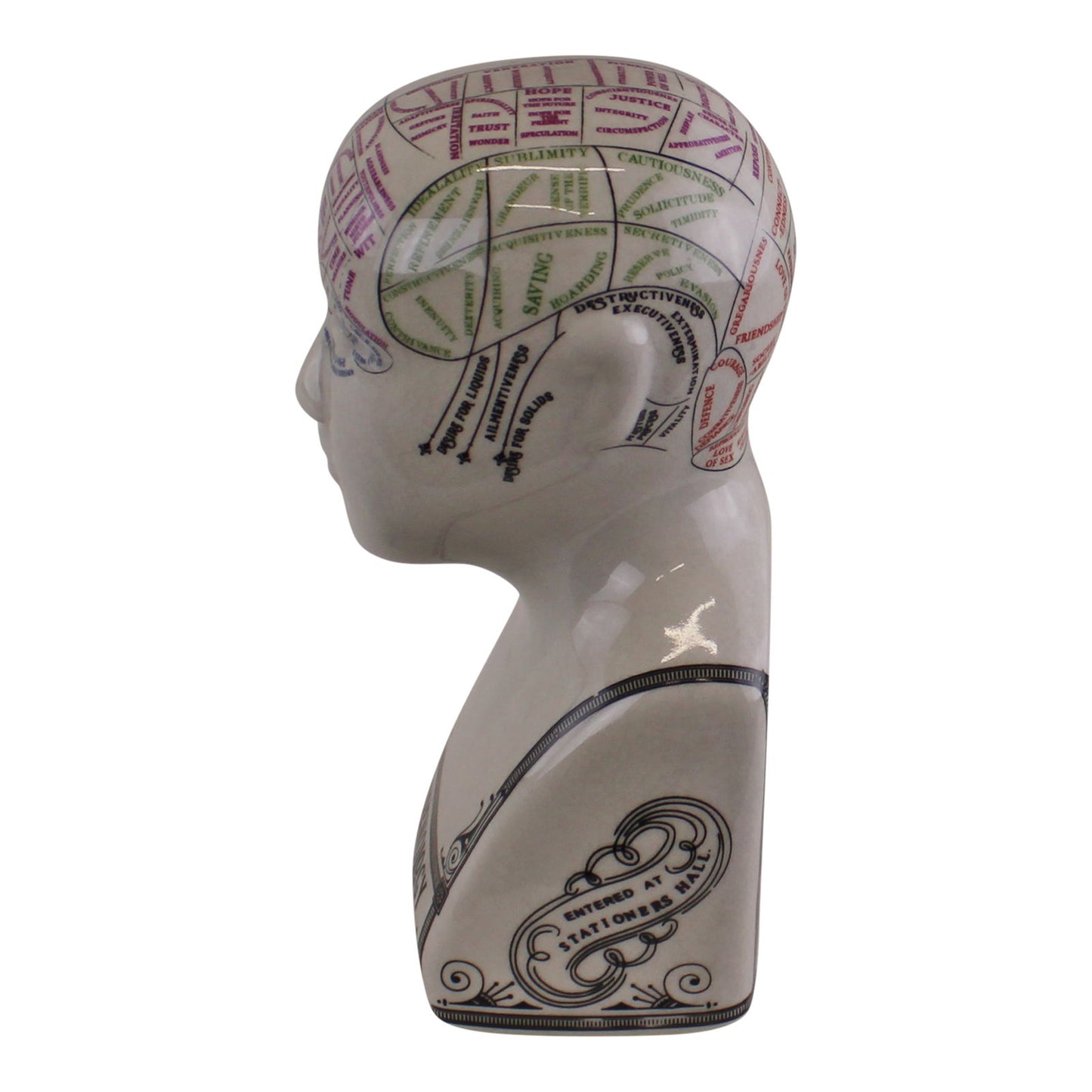 Unique Small Ceramic Phrenology Head Decorative Crackle Finish Perfect for Home Decor