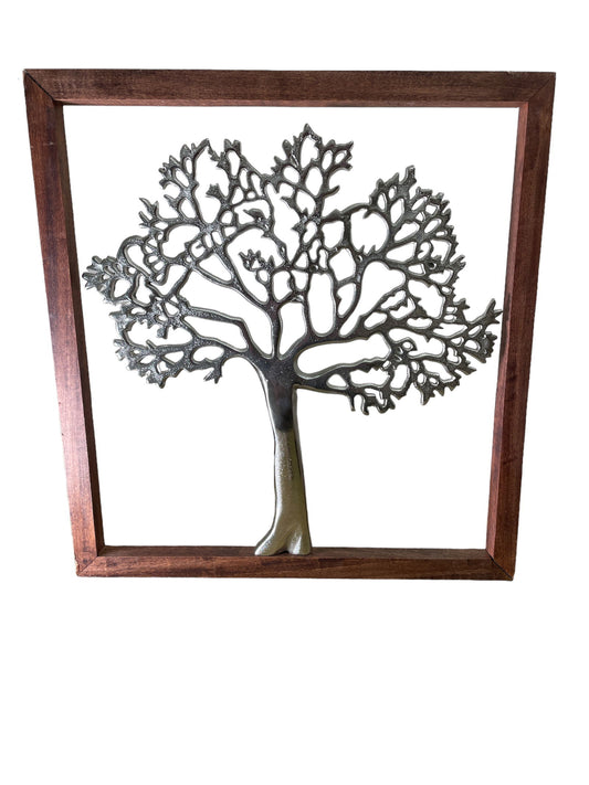 46cm Large Silver Tree of Life Framed Art Home Decor Wall Hanging