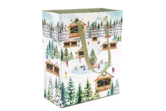 Christmas Market Gift Bag Themed 34cm Perfect for Holiday Gifts