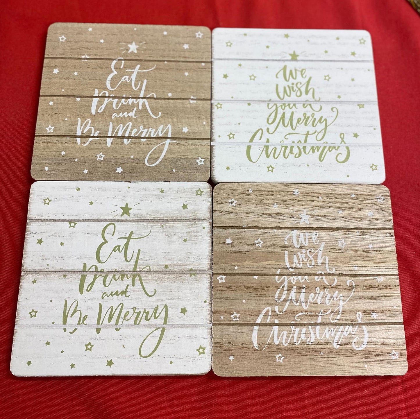 Set of 4 Christmas Market Coasters Holiday Decor Festive Drinkware
