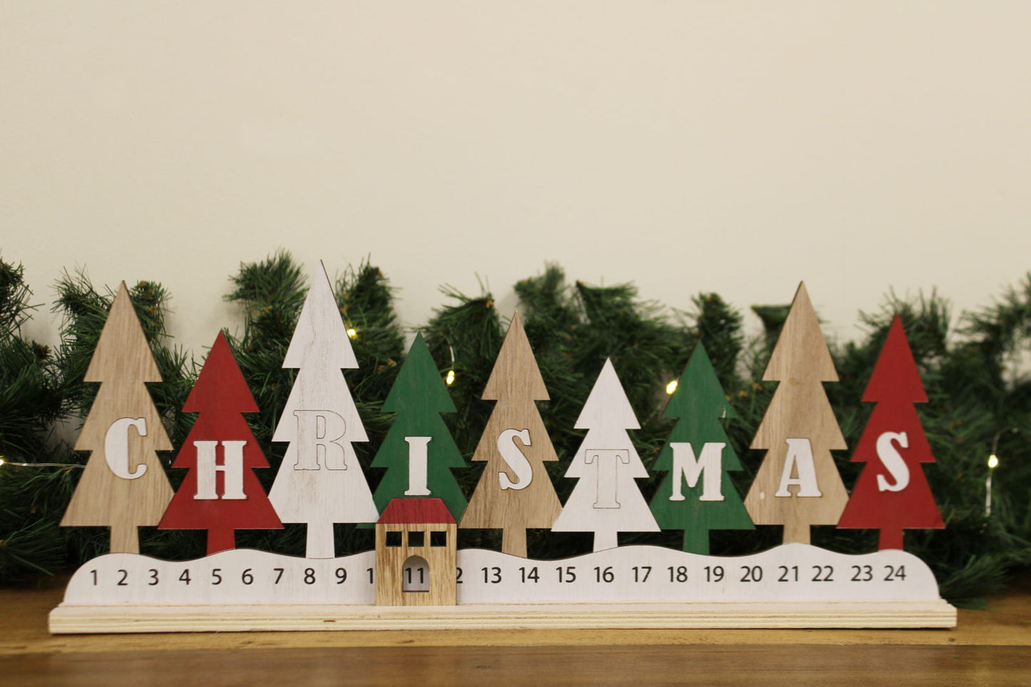 Wooden Advent Calendar Christmas Tree Festive Holiday Decor Handmade Gift