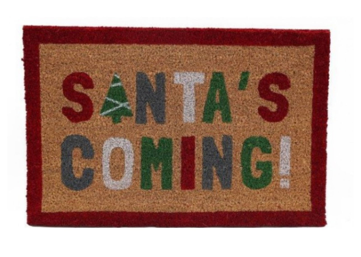 Santa's Coming Doormat Holiday Welcome Mat Christmas Decor Festive Entryway