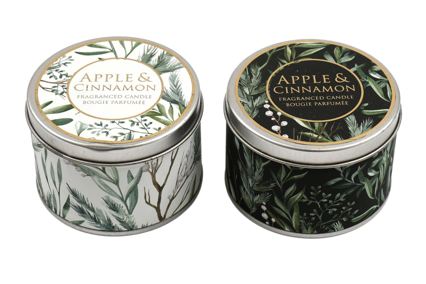 Set of 2 Apple Cinnamon Scented Tin Candles for Home Decor and Gifts