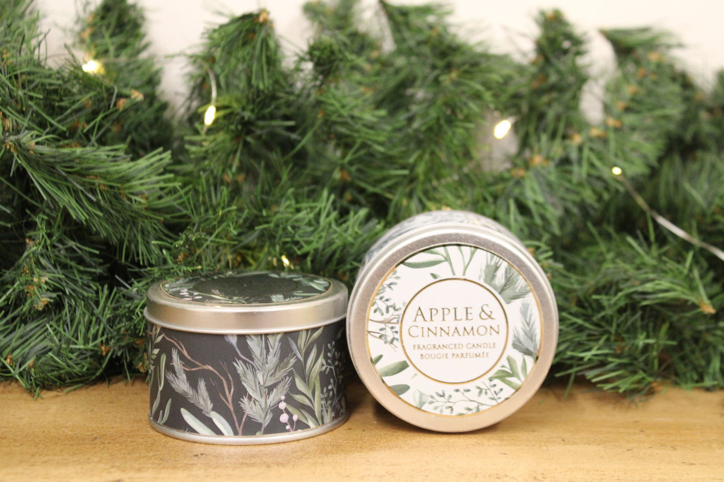 Set of 2 Apple Cinnamon Scented Tin Candles for Home Decor and Gifts