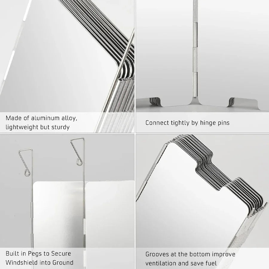 Camping Stove Windscreen - Compact Folding Outdoor Gas Burner Shield