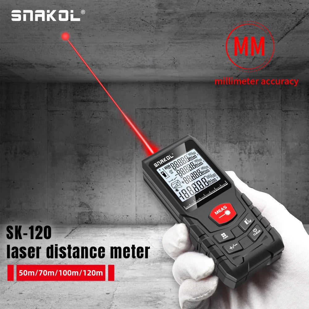 Laser Distance Meter 50M/165ft，Handle Digital Laser Measure UK