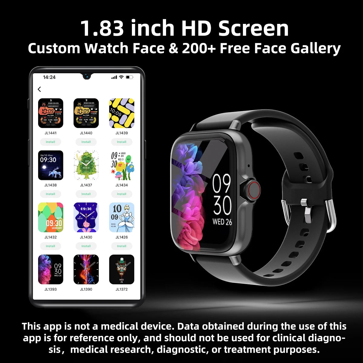 Waterproof Smart Watch – Call, Sleep Monitoring, Pedometer, Alerts, iPhone/Android