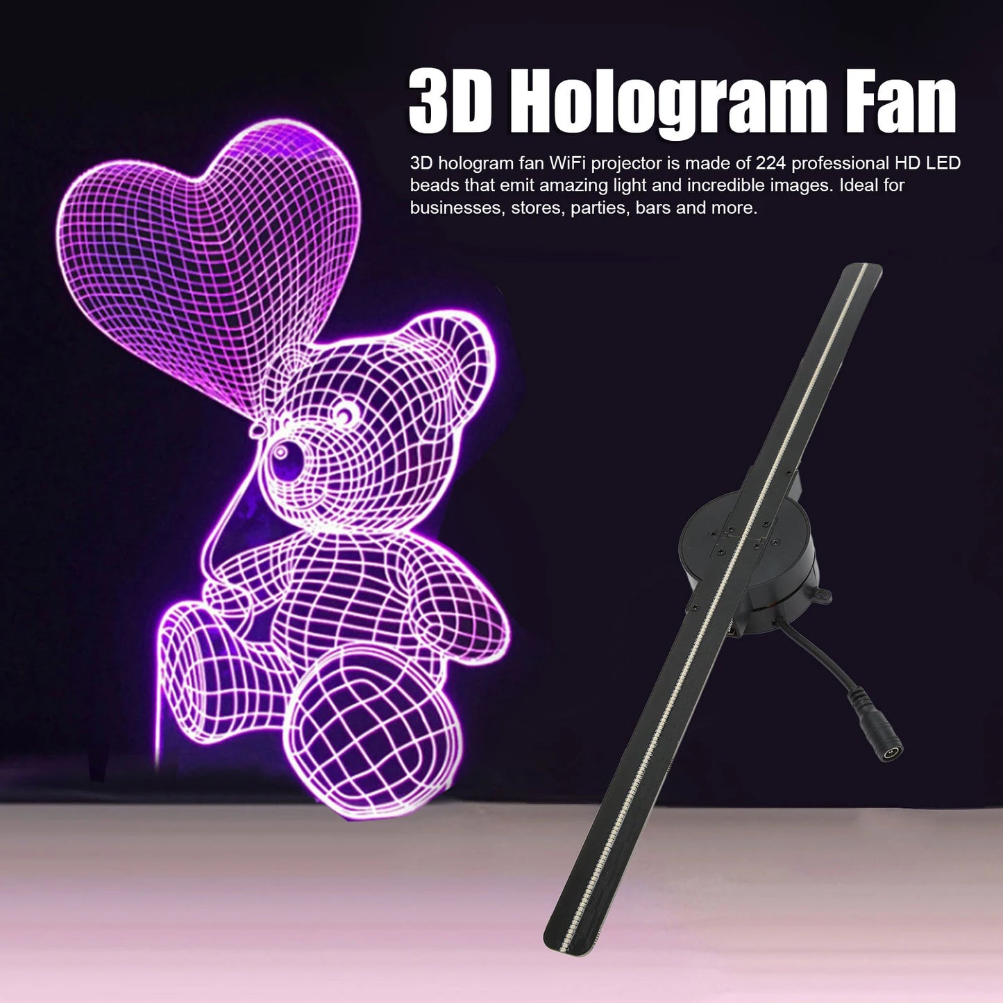 3D Hologram Fan Projector 42cm LED Display Unique Visual Effect