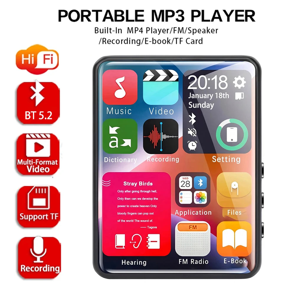 2.4-Inch Full-Screen Touchscreen MP3 Player, Mini Mp4 Player with Bluetooth, 4-1