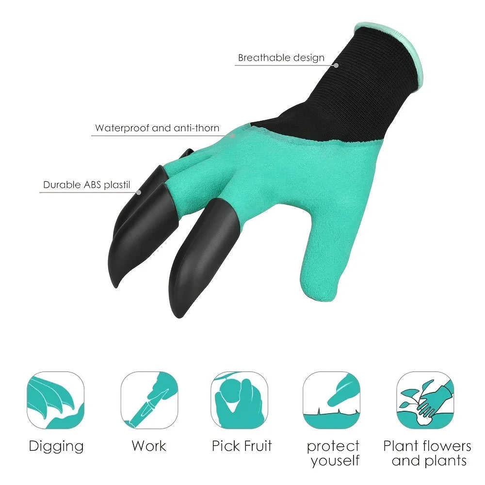 Garden Digging Gloves 2 pairs ABS Claws For Digging Planting Gardening Raking
