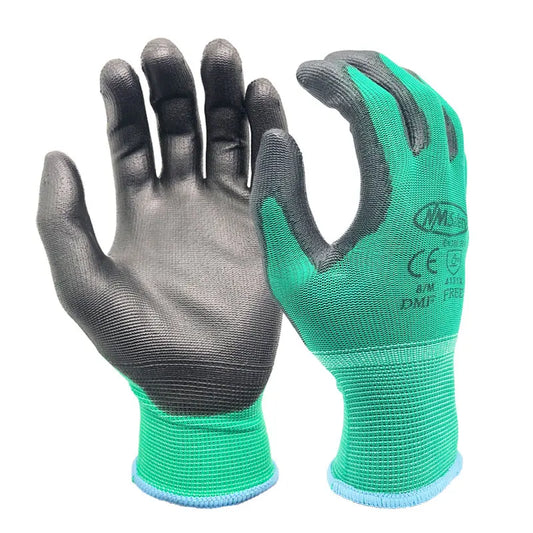 24 Gloves PREMIUM NITRILE COATED Green Nylon Work Gloves Builders Gardening Grip