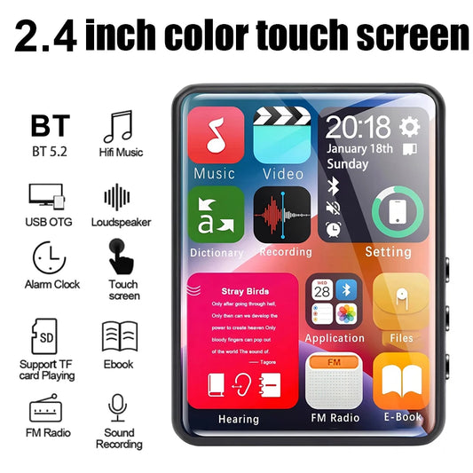 2.4-Inch Full-Screen Touchscreen MP3 Player, Mini Mp4 Player with Bluetooth, 4-1