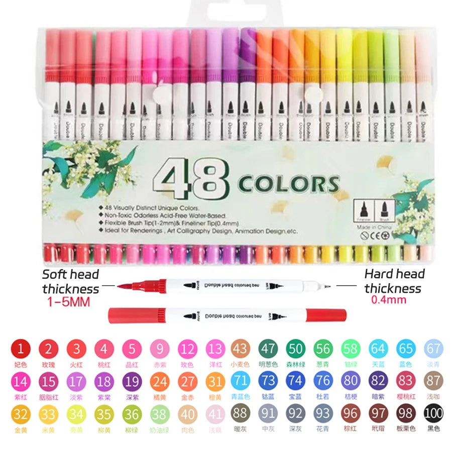 Dual Tip Colouring Pens Brush Pens Felt Tip Pens for Kids Adults Brand New