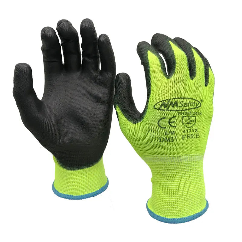 24 Gloves PREMIUM NITRILE COATED Green Nylon Work Gloves Builders Gardening Grip