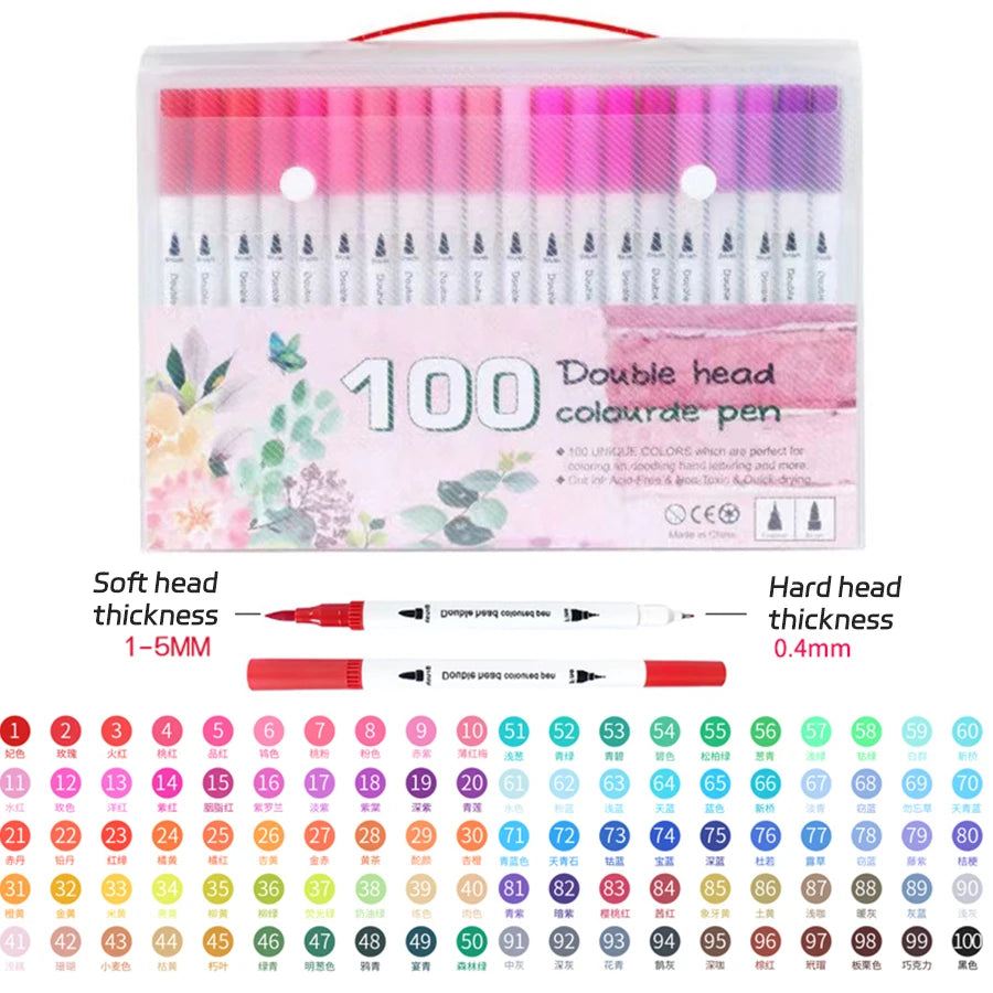 Dual Tip Colouring Pens Brush Pens Felt Tip Pens for Kids Adults Brand New