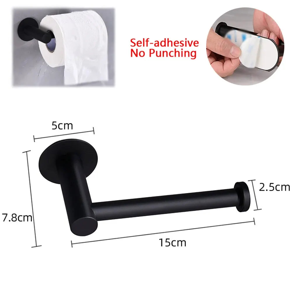 Stainless Steel Toilet Roll Paper Holder Strong Self Adhesive Stick Wall Mount