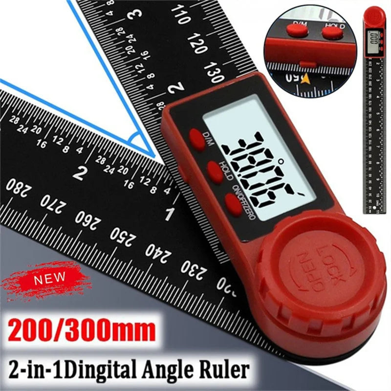 2-in-1 Digital Protractor Angle Gauge Ruler | 0-200mm Measuring Tool