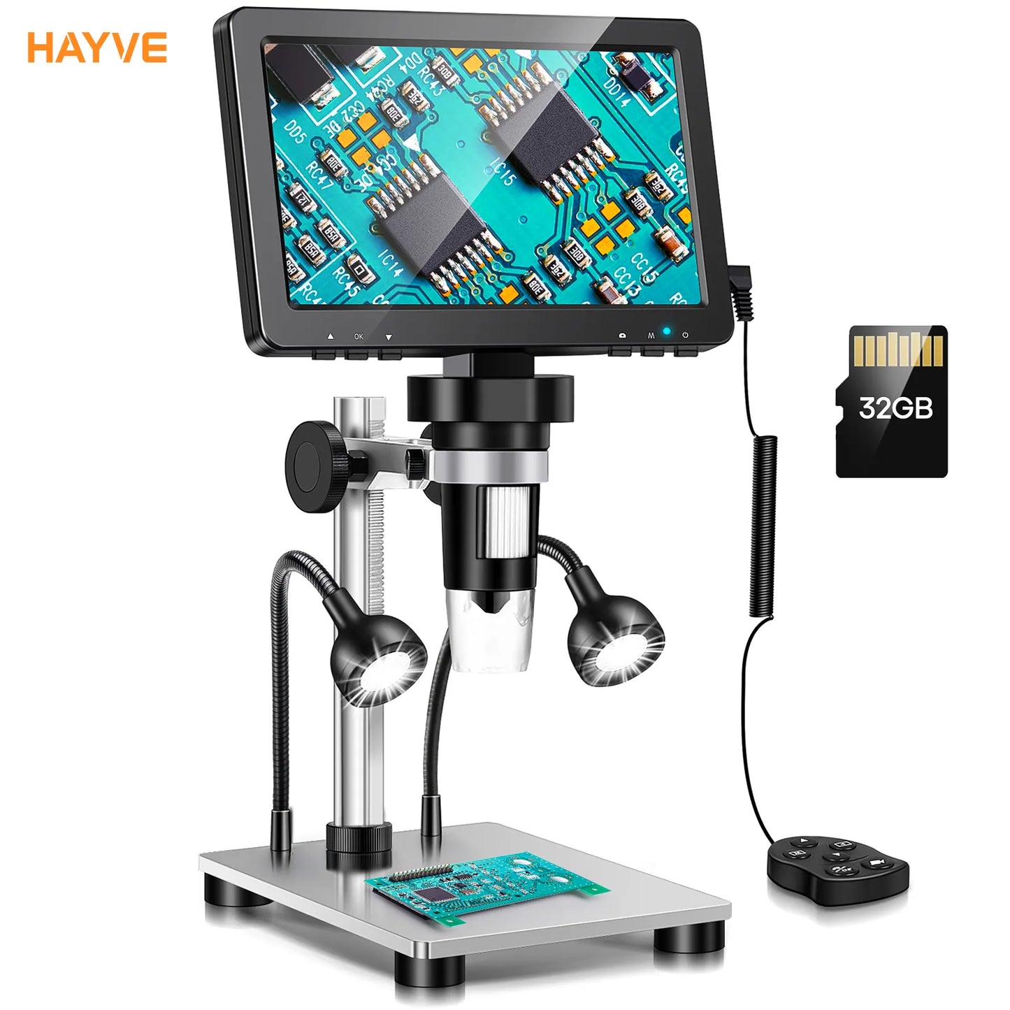 7" LCD Microscope 1200X 1080P Digital Microscope Video Recorder Camera For PCB