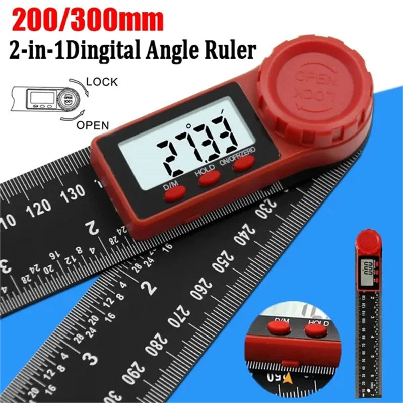 2-in-1 Digital Protractor Angle Gauge Ruler | 0-200mm Measuring Tool