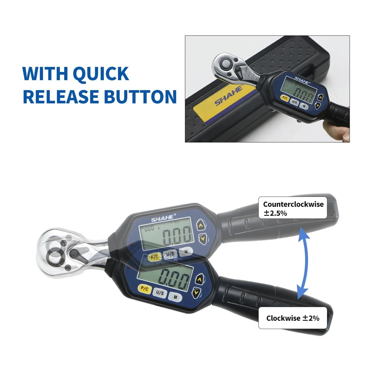 Shahe MINI Digital Torque Wrench 1/4'' 3/8'' 1/2'' for Bike Car Repair Tools