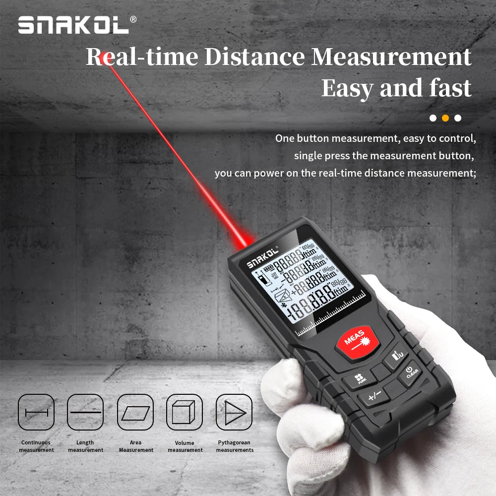 Laser Distance Meter 50M/165ft，Handle Digital Laser Measure UK