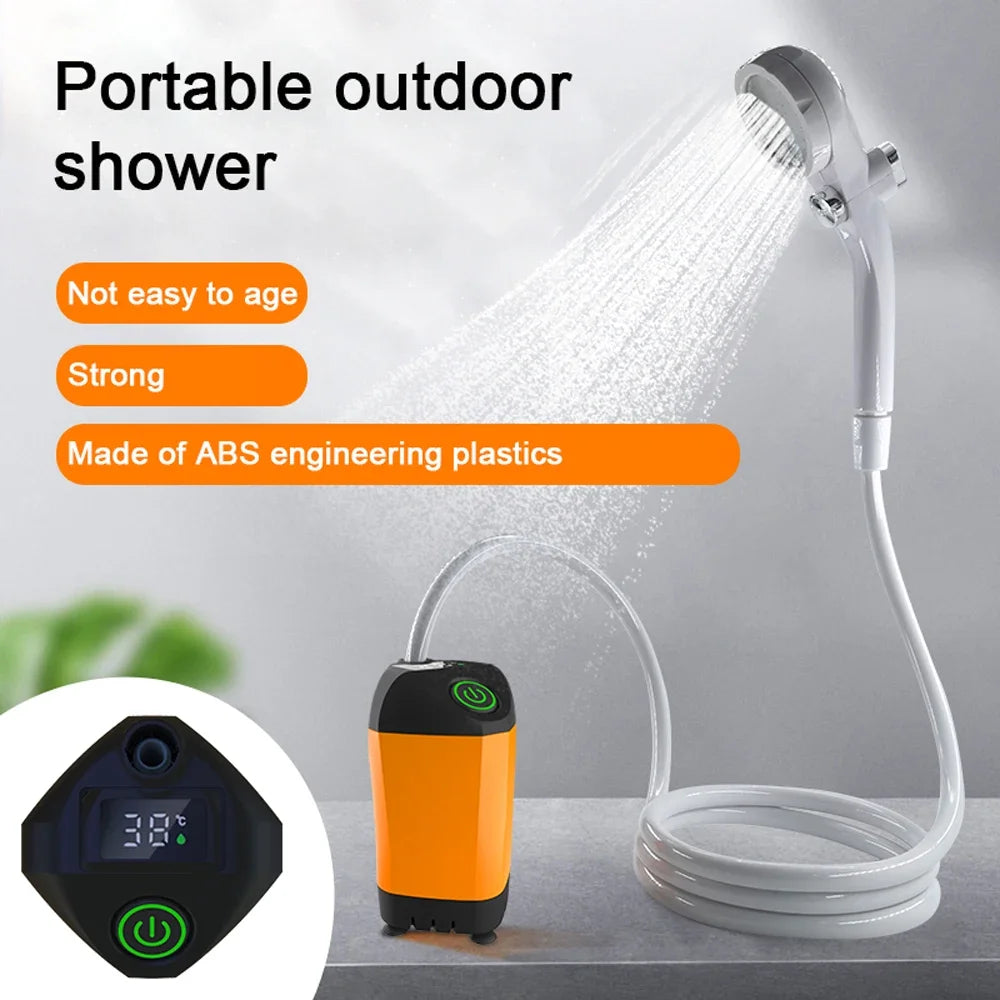 Portable Electric Camping Shower - IPX7 Waterproof, Digital Display for Travel, Hiking