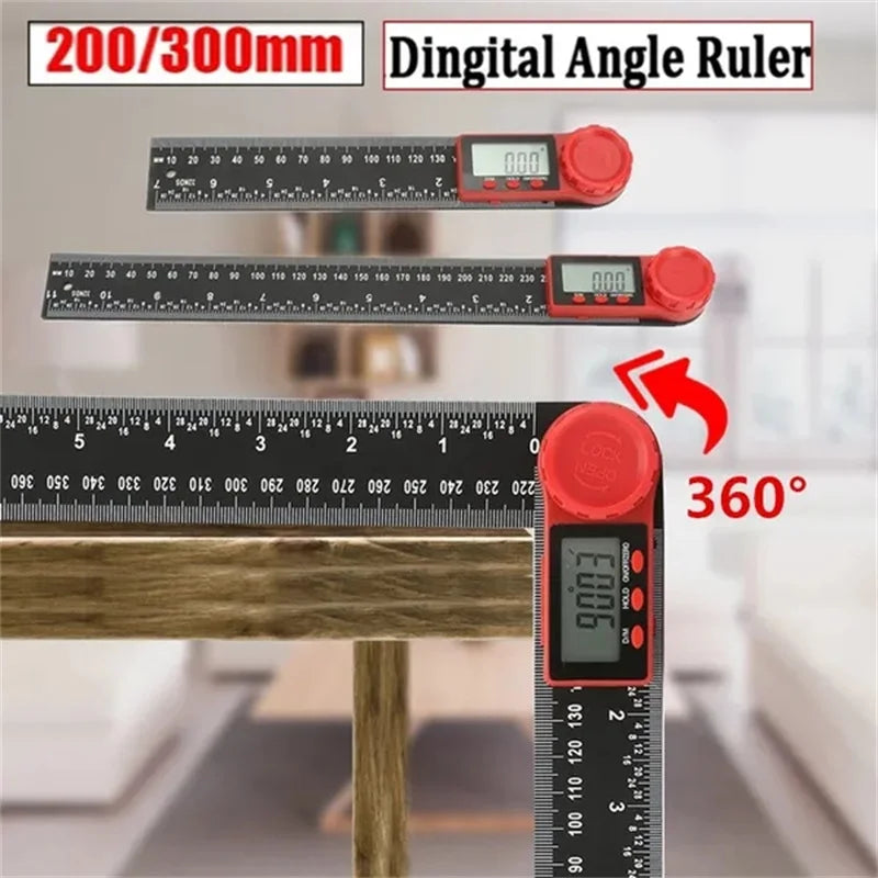 2-in-1 Digital Protractor Angle Gauge Ruler | 0-200mm Measuring Tool