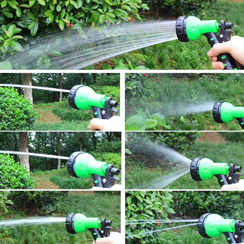 Expandable Garden Hose Pipe Anti Kink With 7 Function Water Spray Gun Magic Hose