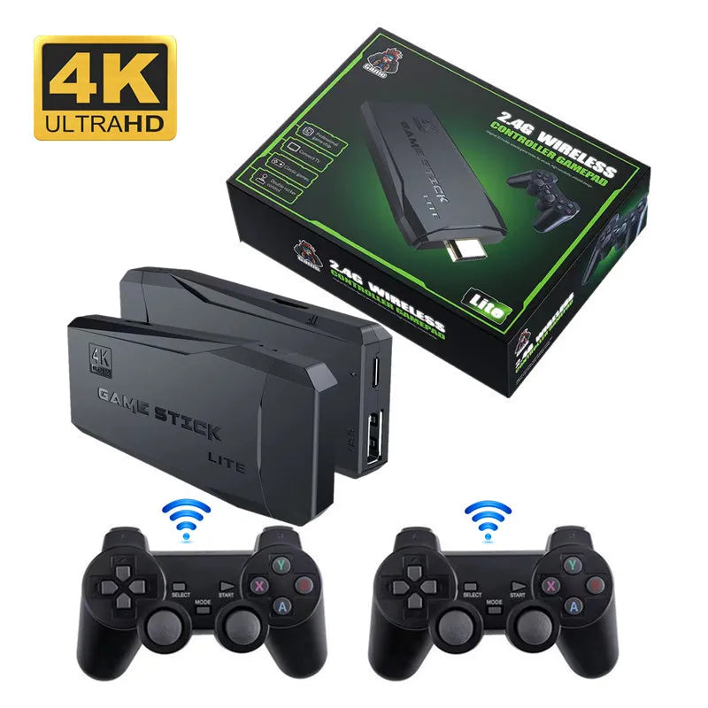 4K HDMI TV Game Stick Console Built-in 64GB 20000 Retro Games 2 Wireless Gamepad