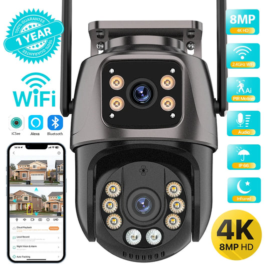 8MP 4K Wireless IP Camera WIFI Outdoor CCTV PTZ Smart Home Security IR Cam IP66