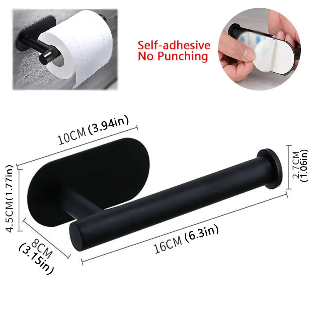 Stainless Steel Toilet Roll Paper Holder Strong Self Adhesive Stick Wall Mount
